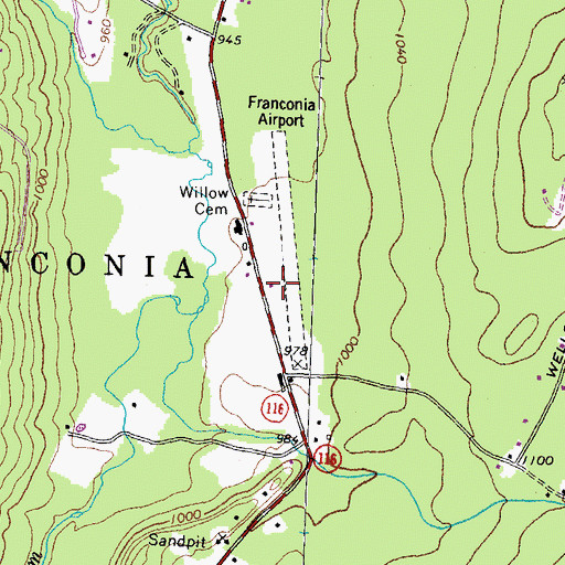 Topographic Map of Franconia Airport, NH