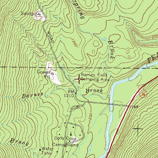 Topographic Map of Barnes Field Camping Area, NH