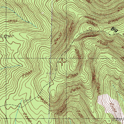 Topographic Map of Attitash Trail, NH
