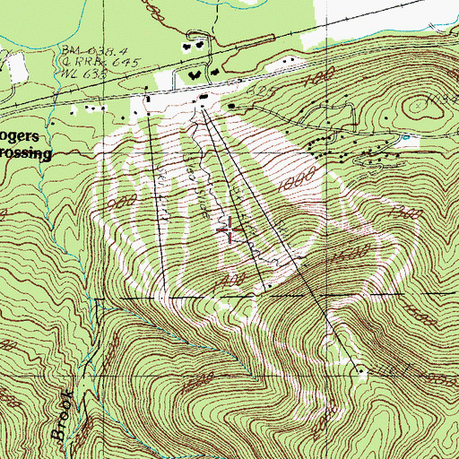 Topographic Map of Attitash Winter Sports Area, NH