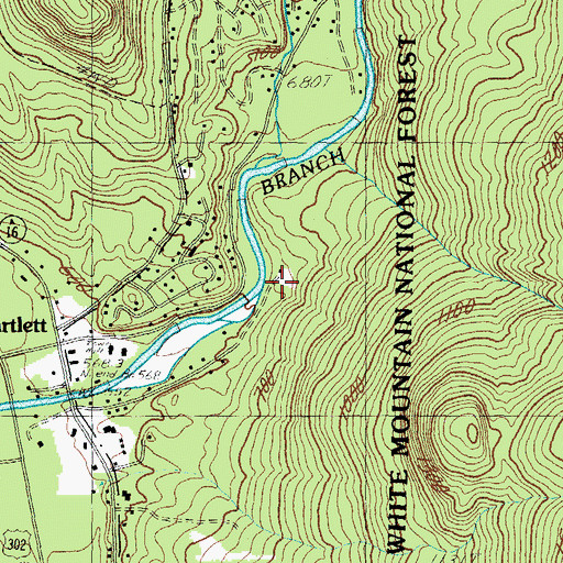 Topographic Map of Intervale Ski Area, NH
