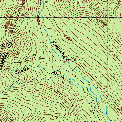 Topographic Map of Rocky Branch Number One WMNF Shelter, NH