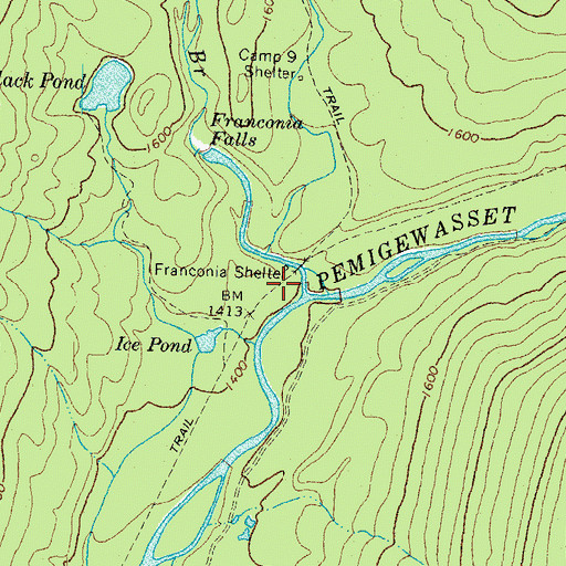 Topographic Map of Franconia Brook Campsite, NH
