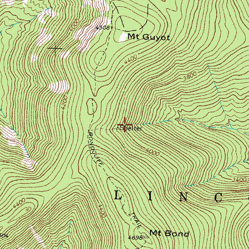 Topographic Map of Mount Guyot Shelter, NH