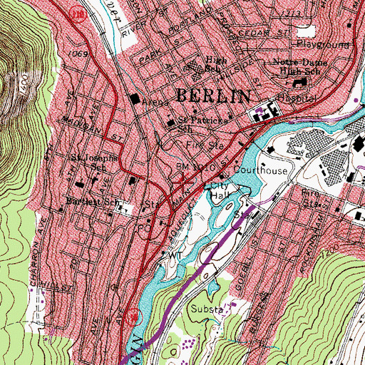 Topographic Map of Dead River, NH