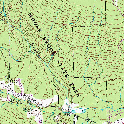 Topographic Map of Moose Brook State Park, NH