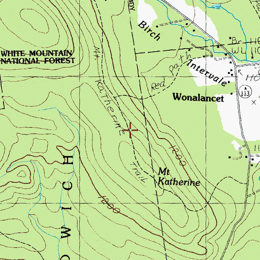 Topographic Map of Mount Katherine Trail, NH