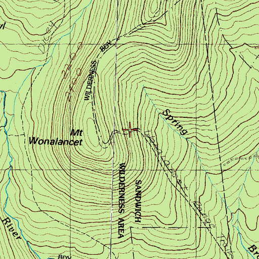 Topographic Map of Wona Lancet Range Trail, NH