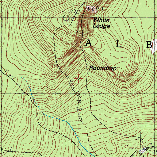 Topographic Map of White Ledge Trail, NH