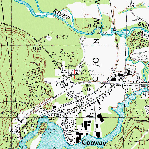Topographic Map of Saco Ranger Station, NH