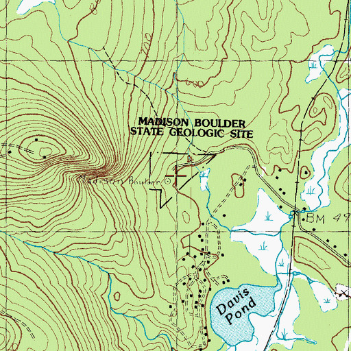 Topographic Map of Madison Boulder State Geologic Site, NH