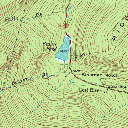 Topographic Map of Beaver Brook Shelter DOC, NH