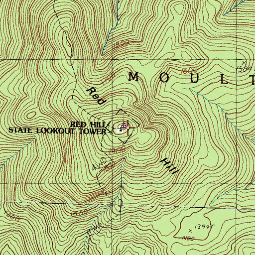 Topographic Map of Red Hill State Lookout Tower, NH