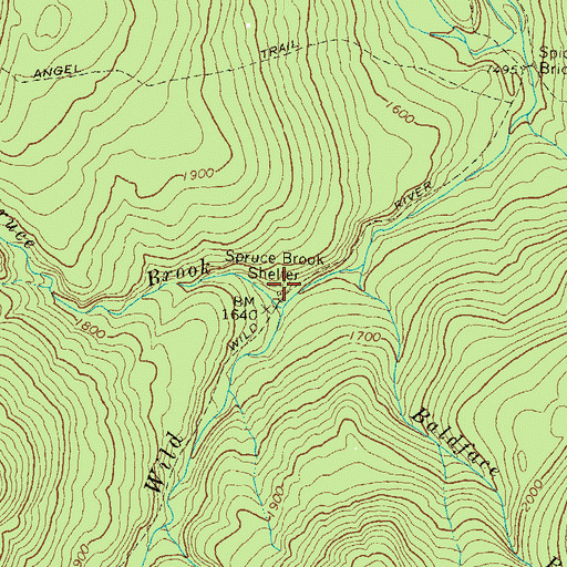 Topographic Map of Spruce Brook Shelter, NH