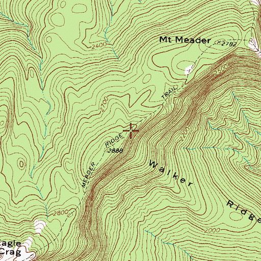 Topographic Map of Meader Ridger Trail, NH