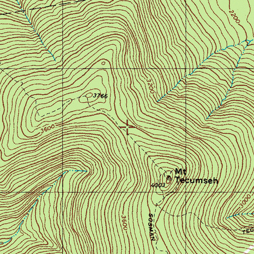 Topographic Map of Mount Tecumseh Trail, NH