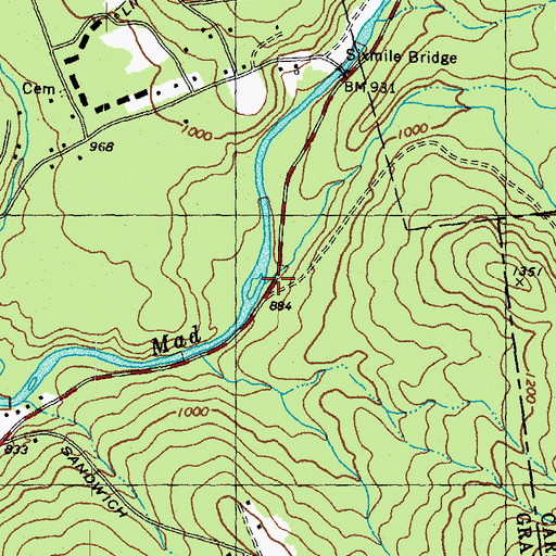 Topographic Map of Smarts Brook, NH