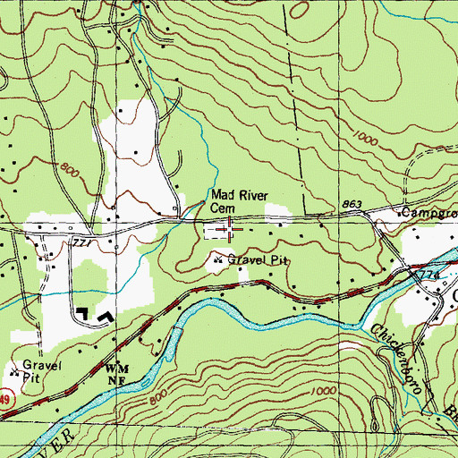 Topographic Map of Mad River Cemetery, NH