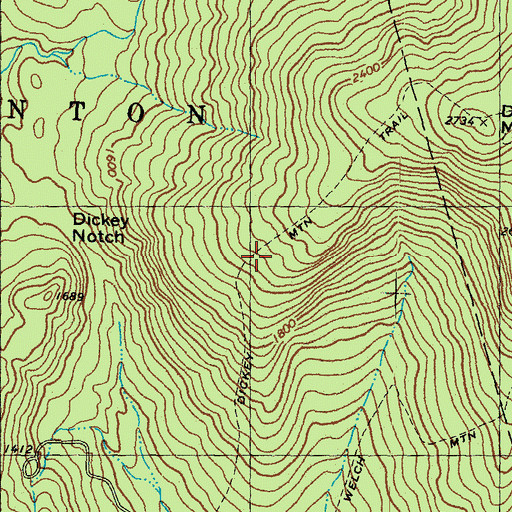 Topographic Map of Dickey Mountain Trail, NH