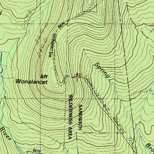 Topographic Map of Wonalancet Range Trail, NH