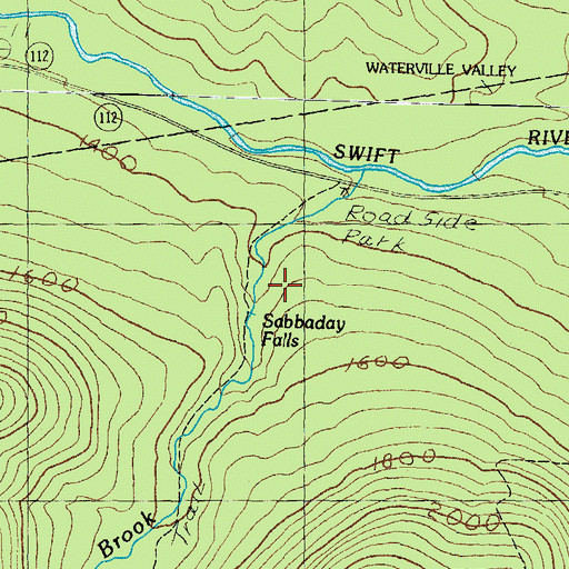 Topographic Map of Sabbaday Falls Picnic Area, NH