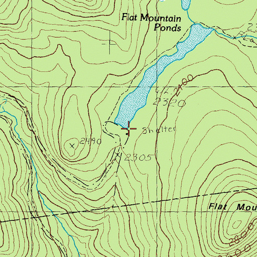Topographic Map of Flat Pond Shelter, NH