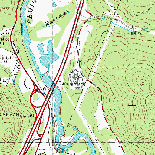 Topographic Map of KOA Campground, NH