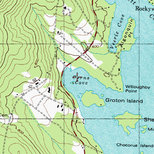 Topographic Map of Carns Cove, NH