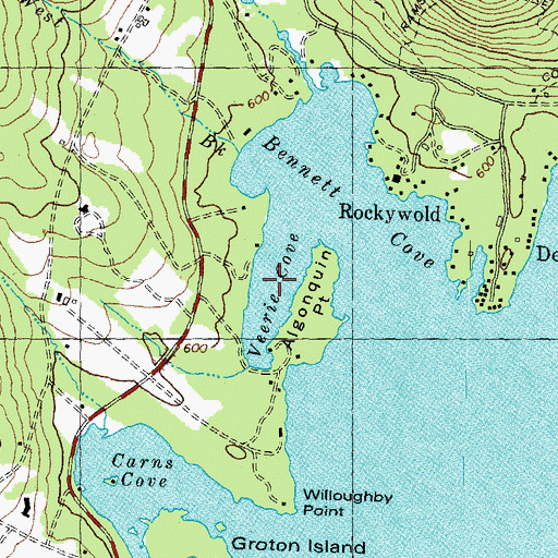 Topographic Map of Veerie Cove, NH