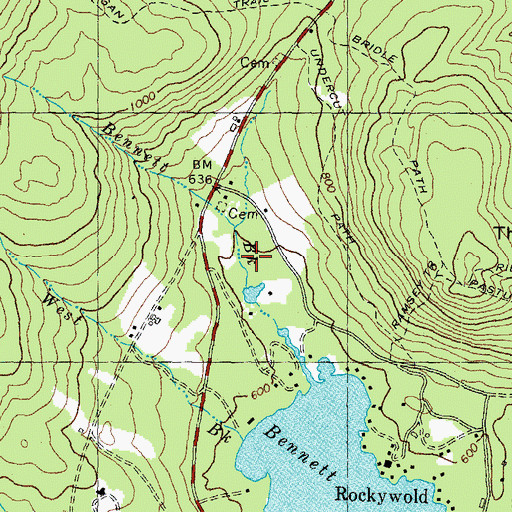 Topographic Map of Bennett Brook, NH