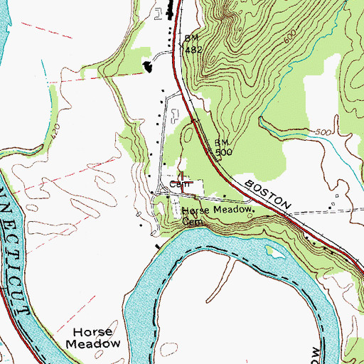 Topographic Map of Horse Meadow Cemetery, NH