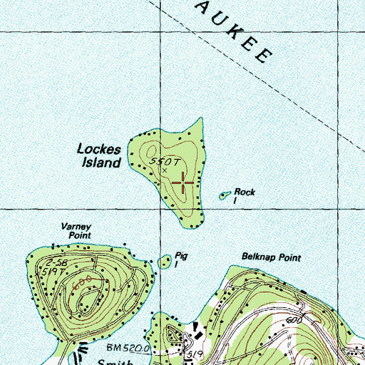 Topographic Map of Locks Island, NH