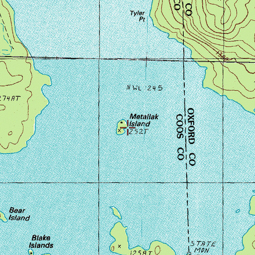 Topographic Map of Metallak Island, NH