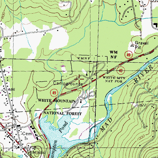 Topographic Map of Campton Recreation Area, NH