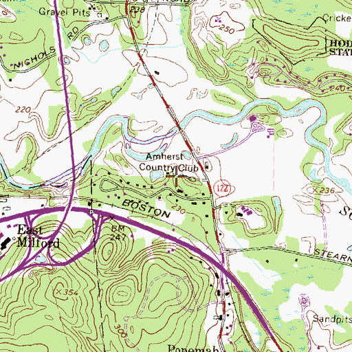 Topographic Map of Amherst Country Club, NH