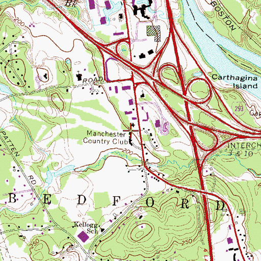 Topographic Map of Manchester Country Club, NH