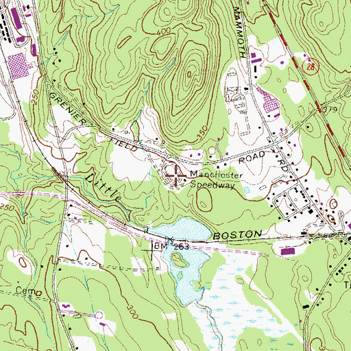 Topographic Map of Manchester Speedway, NH