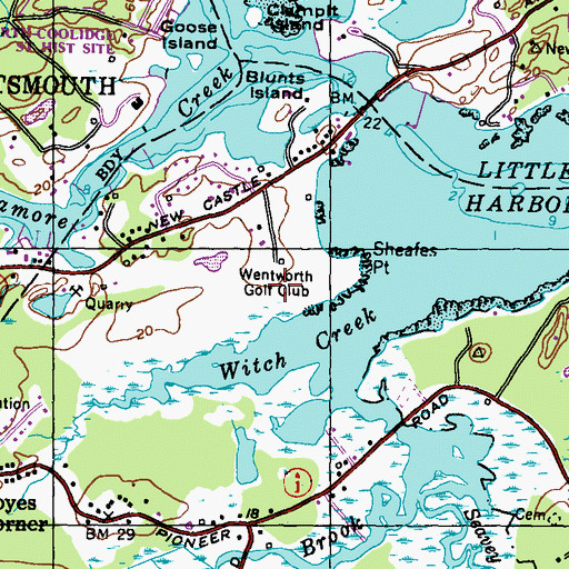 Topographic Map of Wentworth Golf Club, NH