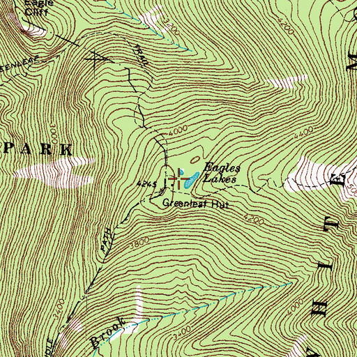 Topographic Map of Eagle Lakes Hut, NH