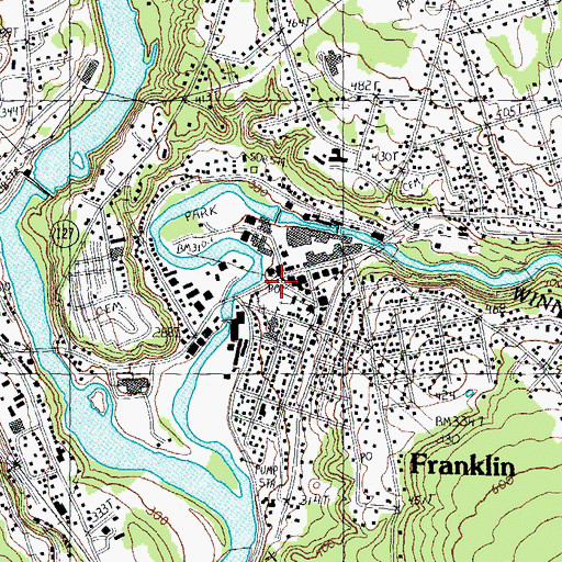 Topographic Map of Franklin, NH