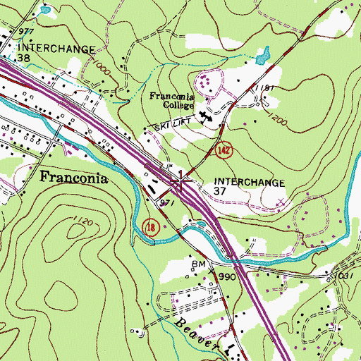 Topographic Map of Interchange 37, NH