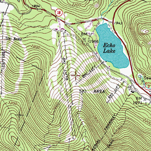 Topographic Map of Cannon Mountain Winter Sports Area, NH