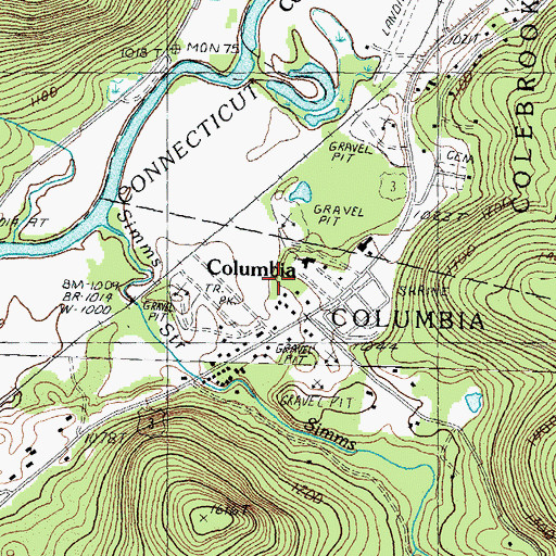 Topographic Map of Columbia, NH