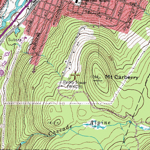 Topographic Map of WMOU-AM (Berlin), NH