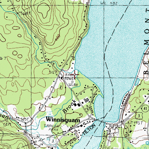 Topographic Map of WLNH-AM (Laconia), NH