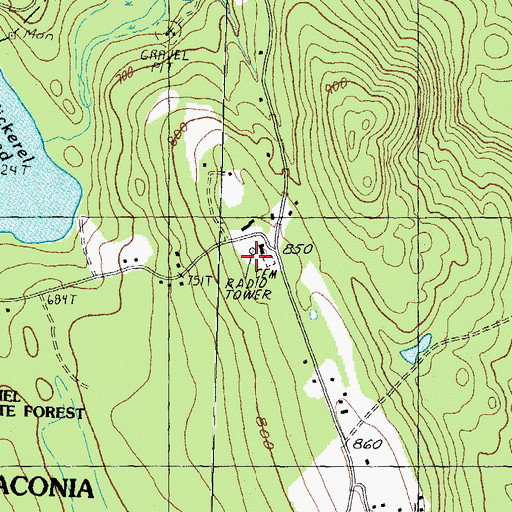 Topographic Map of WLNH-FM (Laconia), NH