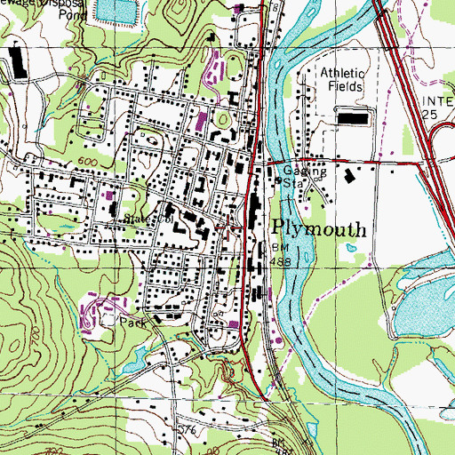 Topographic Map of WPCR-FM (Plymouth), NH