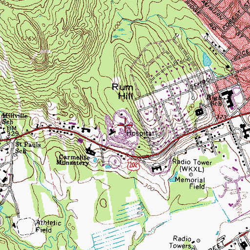 Topographic Map of Concord Hospital Heliport, NH
