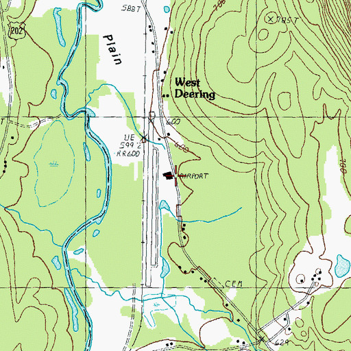 Topographic Map of Hawthorne-Feather Airpark, NH