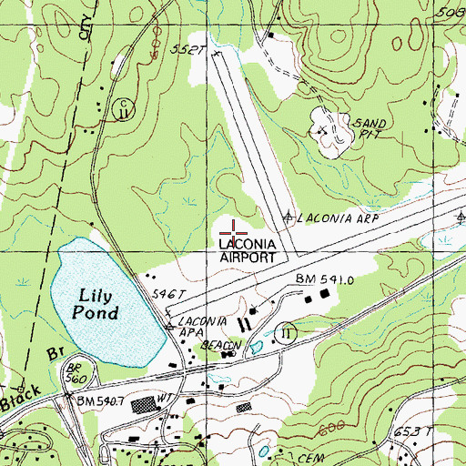 Topographic Map of Laconia Municipal Airport, NH